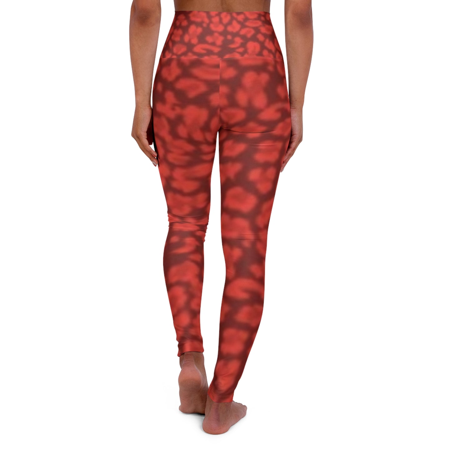 Leggings de yoga taille haute pour le fitness – Motif rouge tendance pour un style de vie actif 