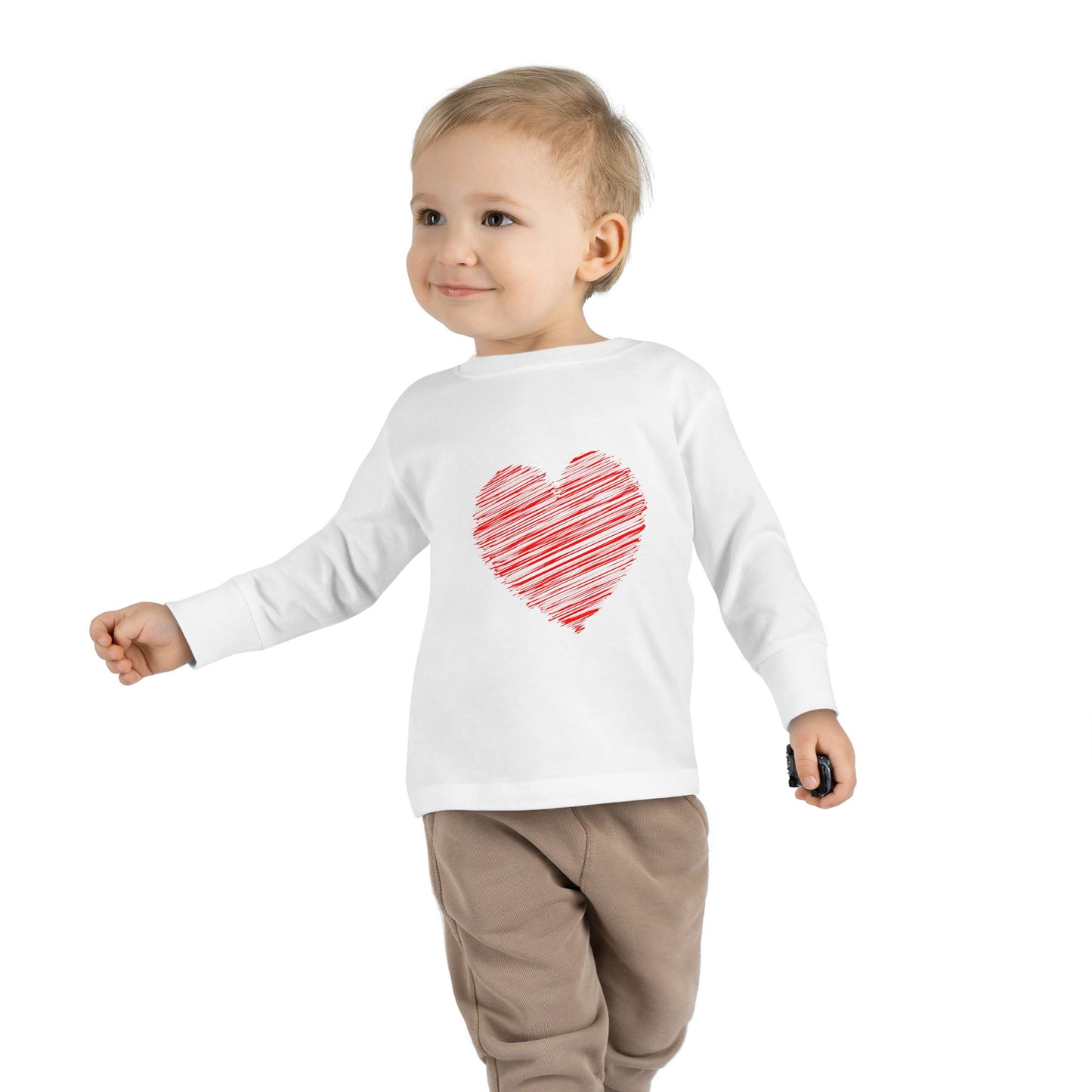 Heart & Pup Toddler Long Sleeve T-shirt | Cute Kids Shirt, Dog Lover Gift, Valentine's Day, Heart Shirt, Playful Toddler Apparel