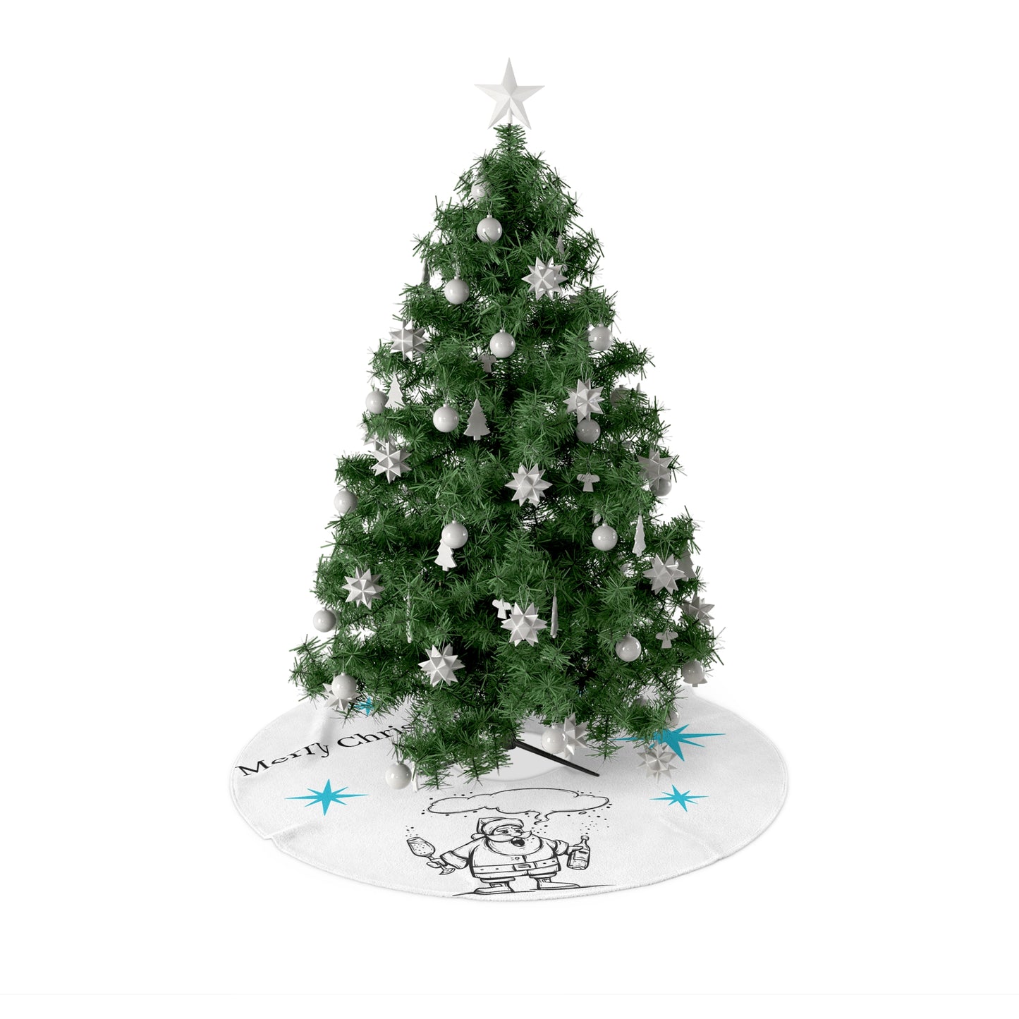 Christmas Tree Skirts Sant Claus Drinking Alcohol