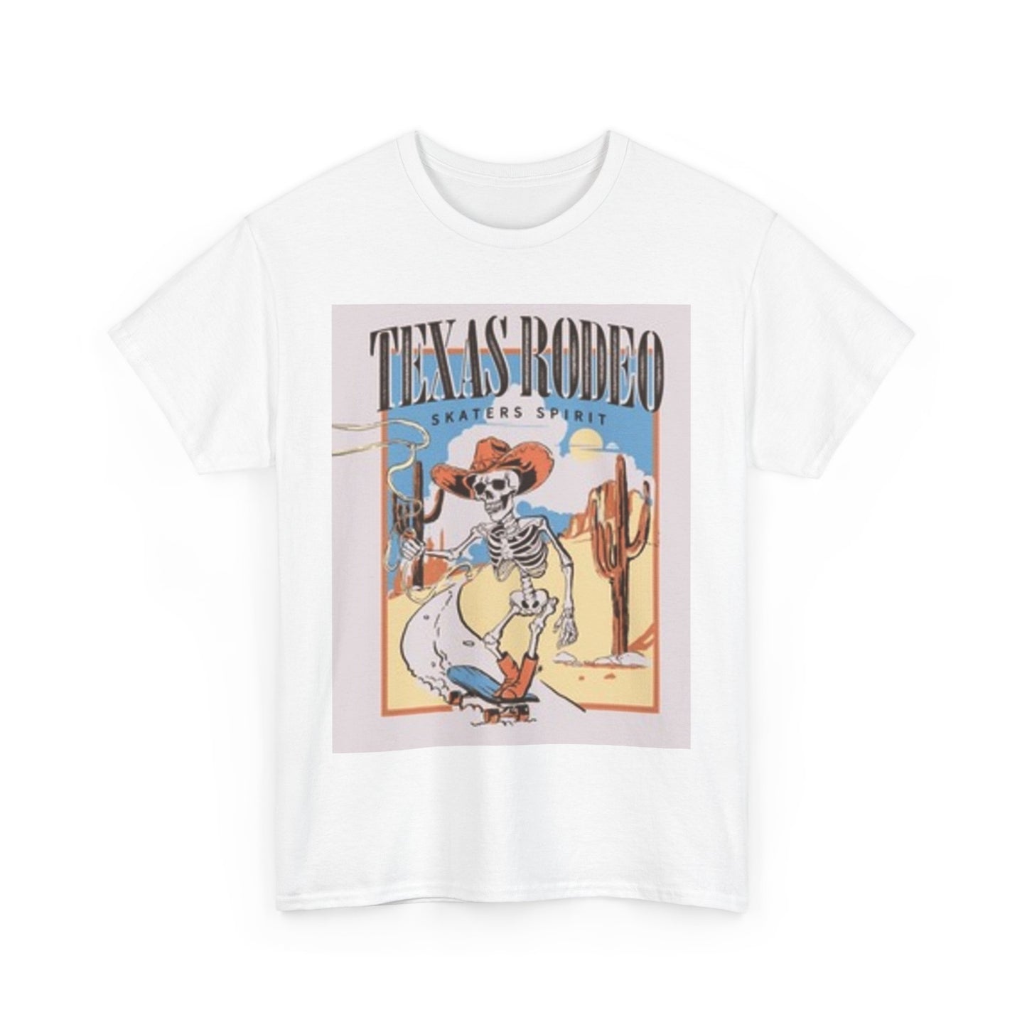 T-shirt unisexe en coton épais Texas Rodeo - Motif squelette 