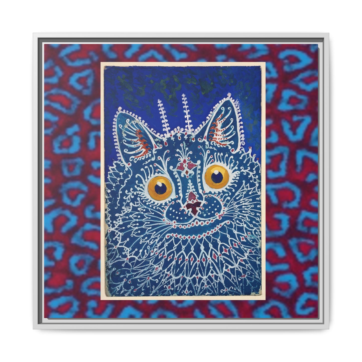 Colorful Cat Framed Matte Canvas Art - Whimsical Home Decor