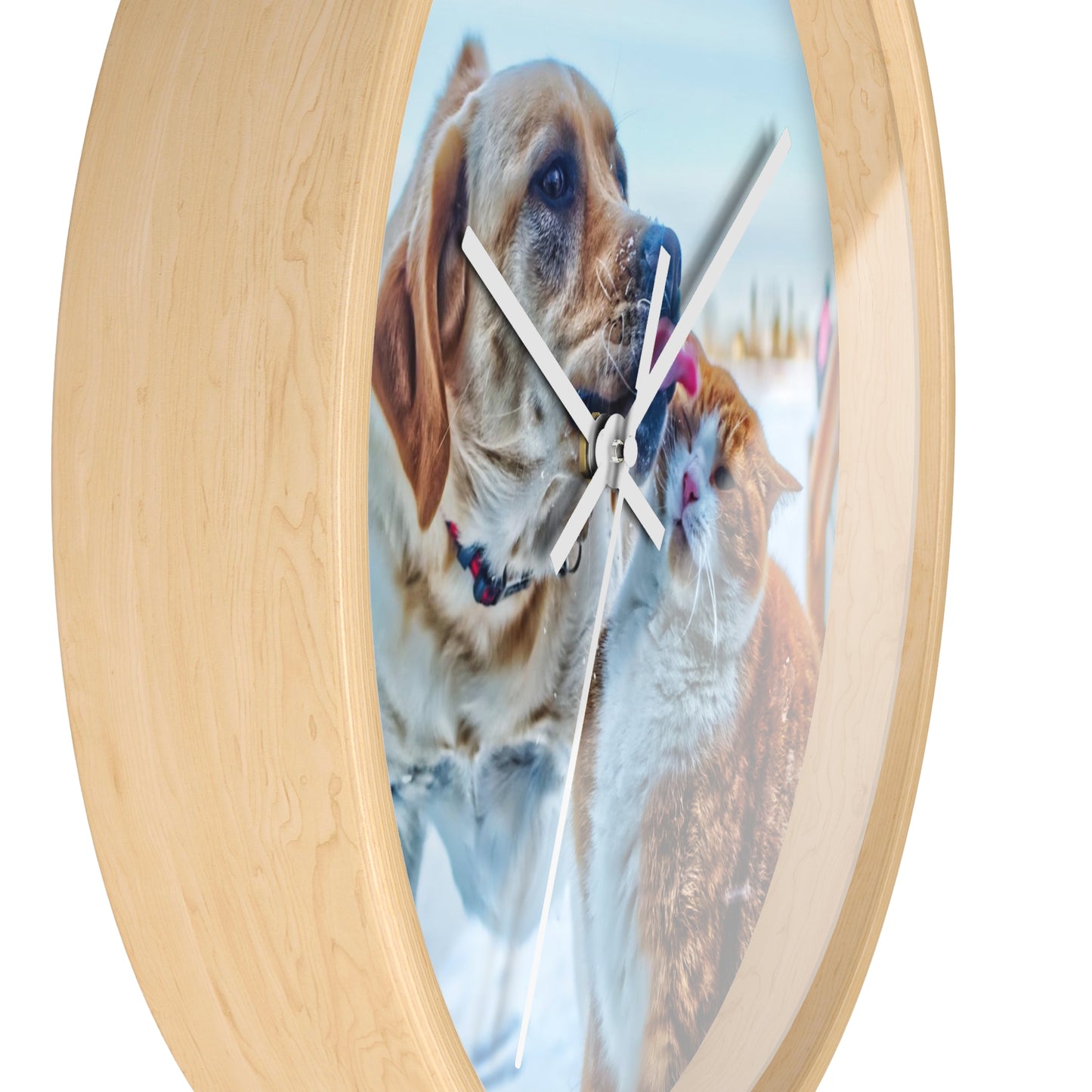 Wall Clock Dog Cat Great Buddies
