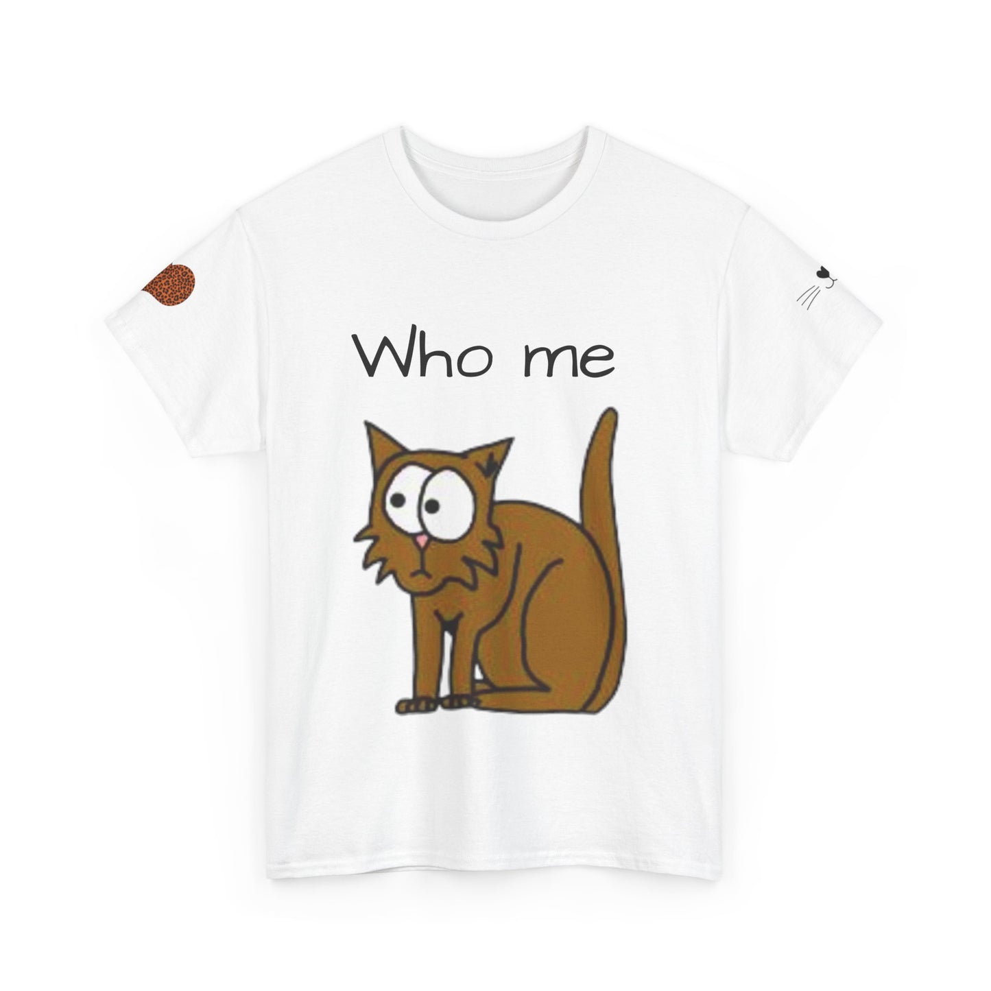 Funny Cat Unisex Heavy Cotton T-shirt - 'Who Me?' Graphic Shirt
