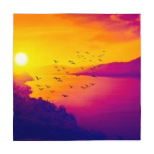 Serene Sunset Tablecloth - Vibrant Landscape Design for Home Decor