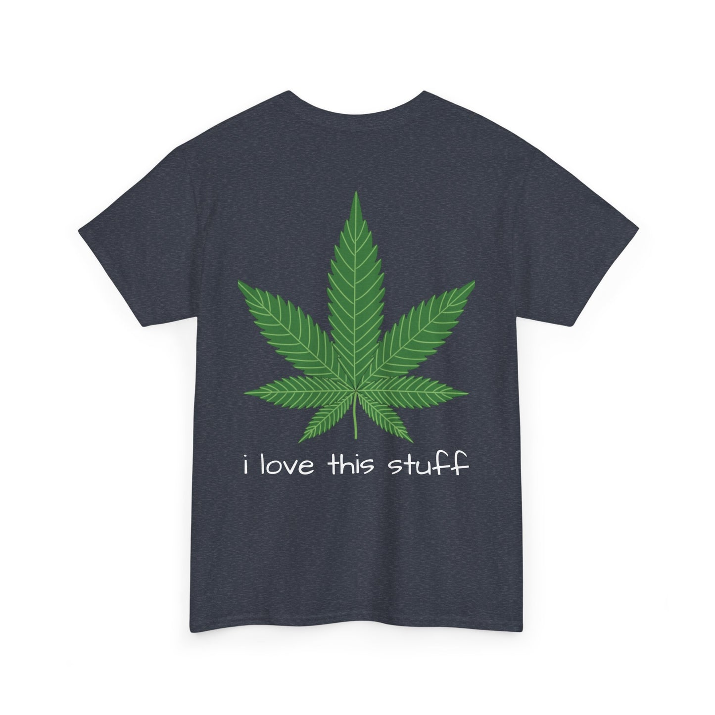 T-shirt unisexe en coton épais avec motif feuille de cannabis verte