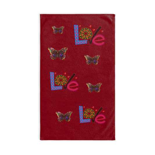 Love-Themed Hand Towel, Colorful Butterfly Kitchen Towel, Valentine's Day Decor, Gift for Him or Her, Home Textile