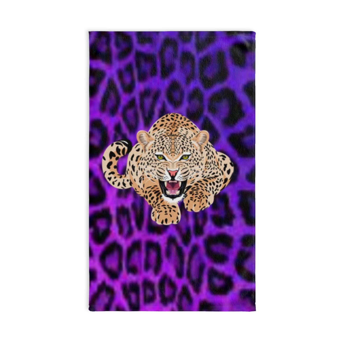 Wild Cat Hand Towel - Purple Leopard Print Kitchen & Bath Decor