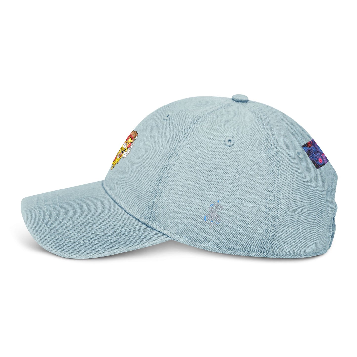 Denim Hat Cartoon Pizza Marijuana Money Sign Colorful Design