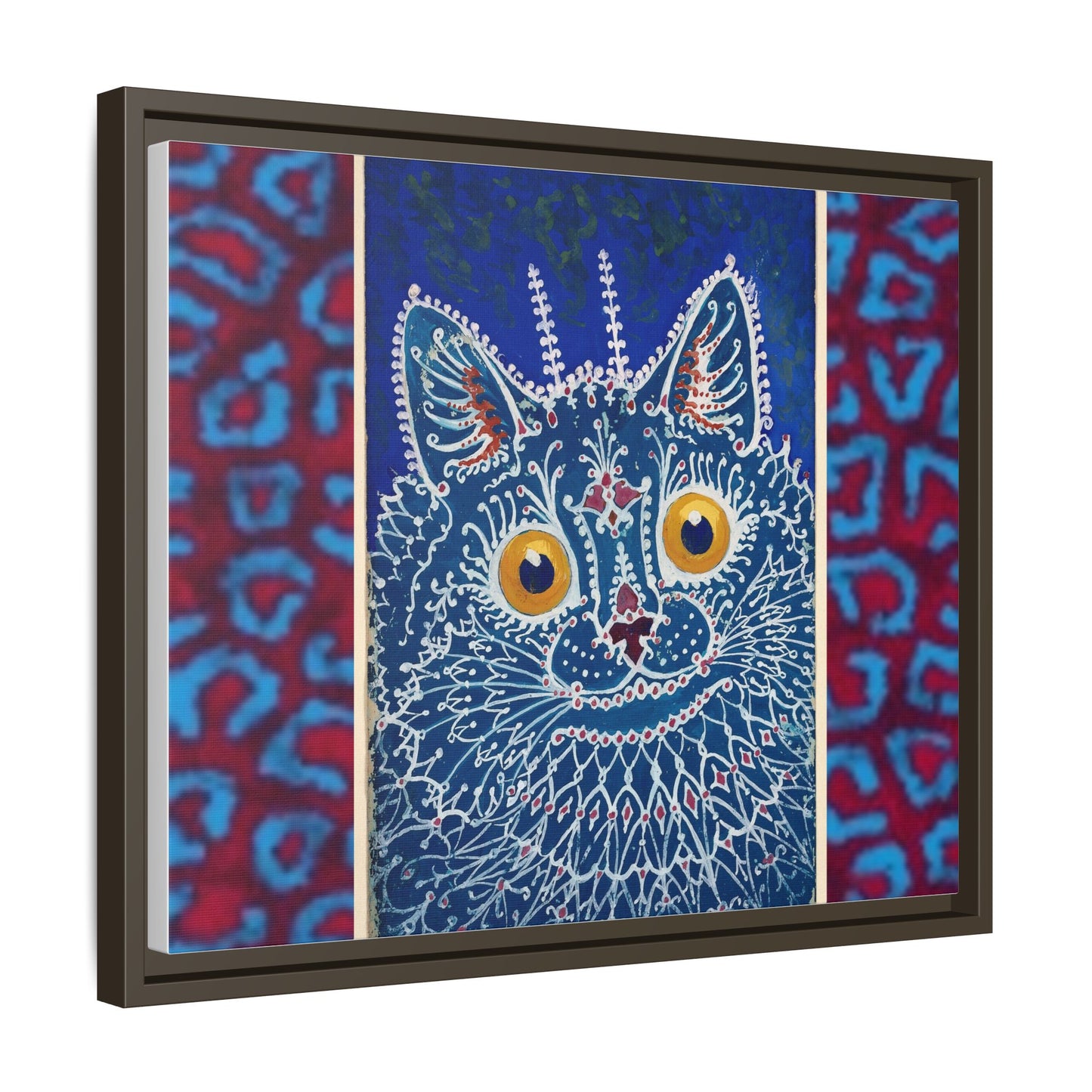 Colorful Cat Framed Matte Canvas Art - Whimsical Home Decor