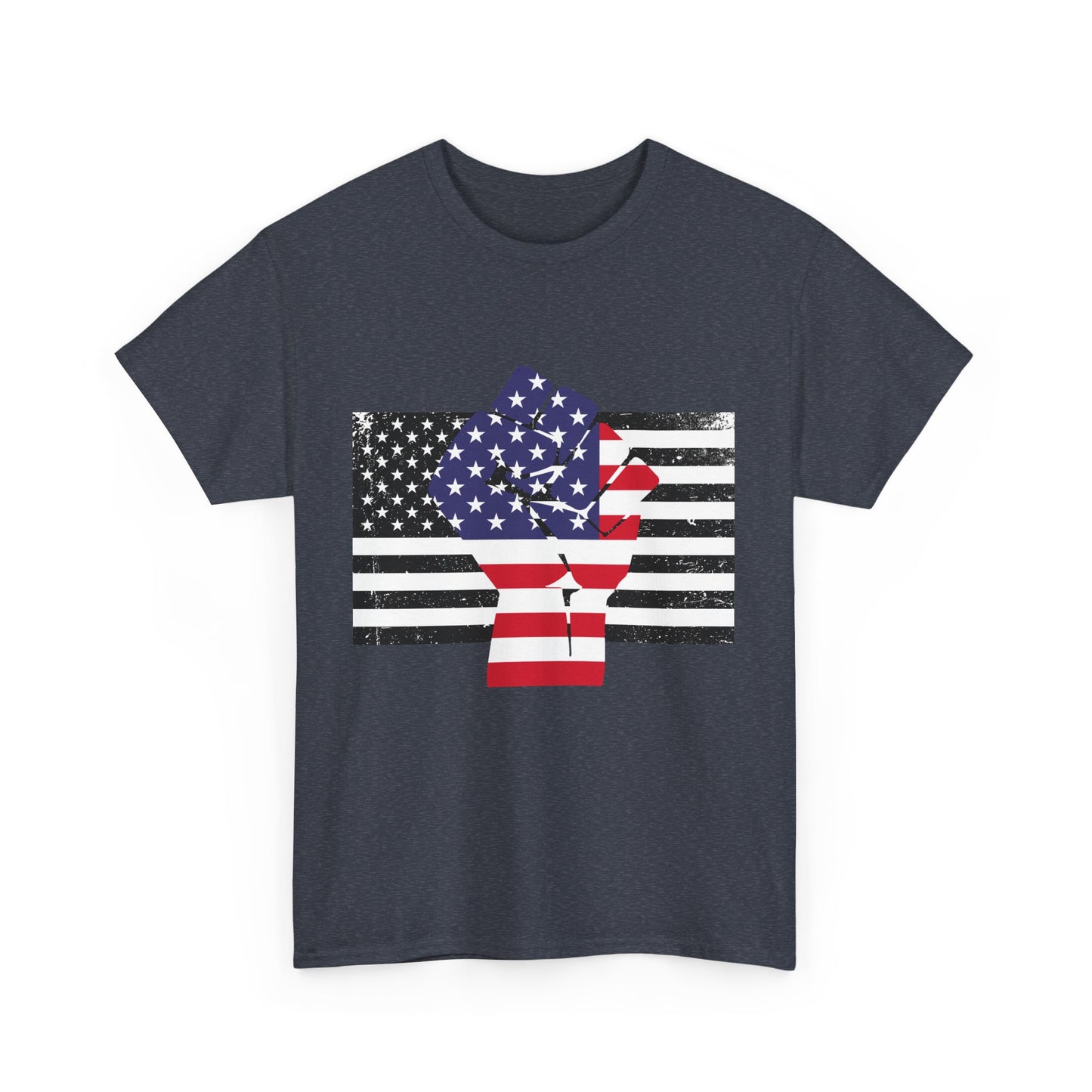 Camiseta unisex patriótica de algodón grueso - Camiseta gráfica "Lucha por América"