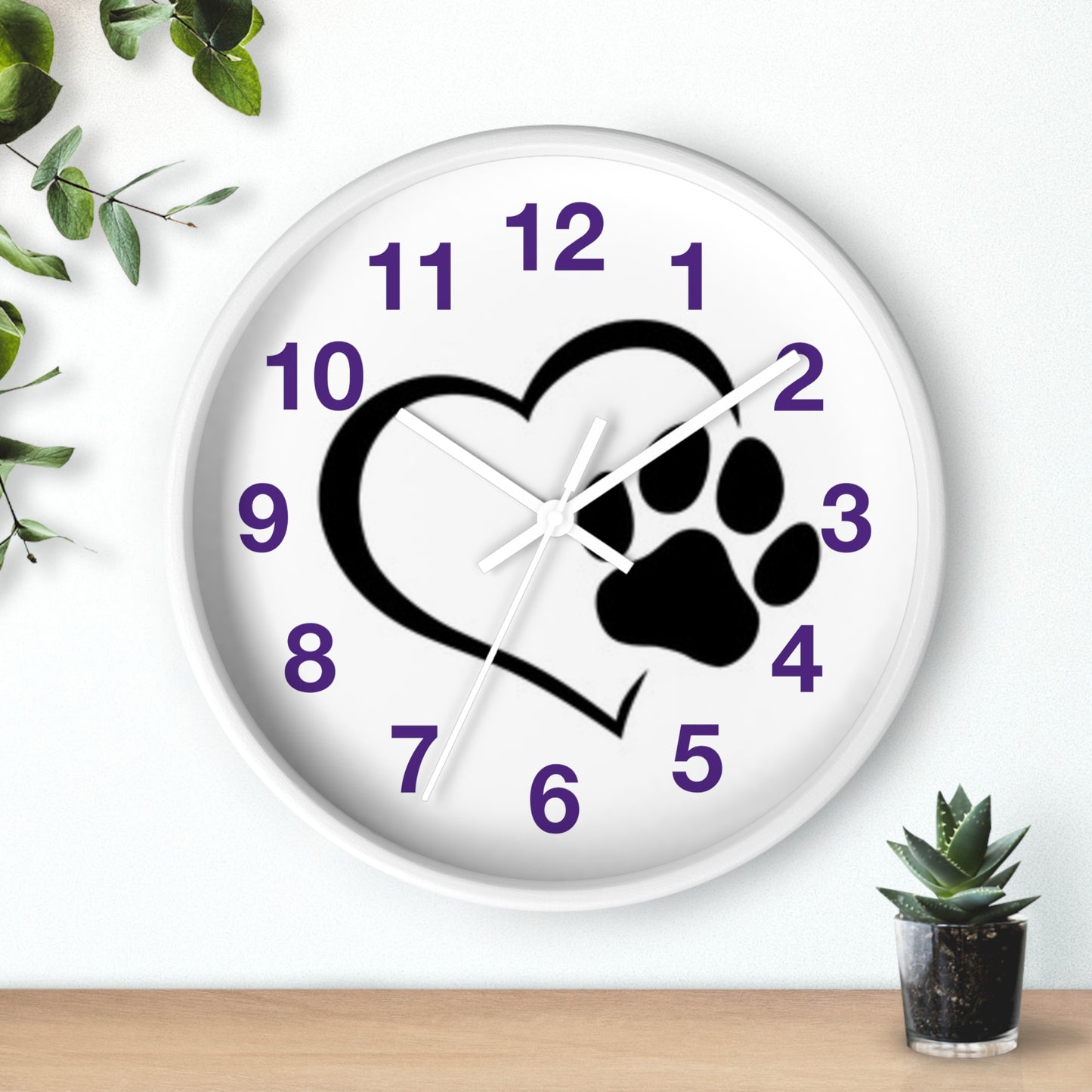 Paw Print Heart Wall Clock | Pet Lover Decor, Animal Theme Gift, Dog Cat Wall Art, Cute Home Accent, Cozy Pet Decor