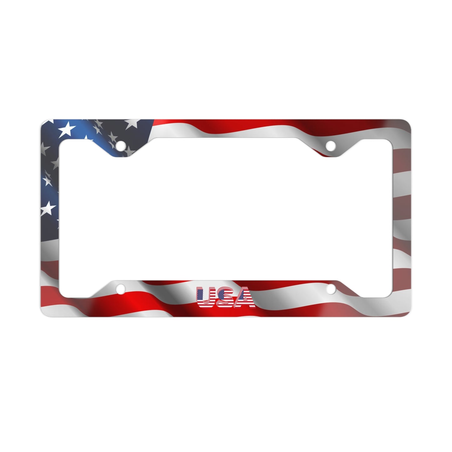 USA Flag Metal License Plate Frame, Patriotic Car Accessory, Unique Gift for Veterans, Memorial Day, 4th of July, Road Trip Decor