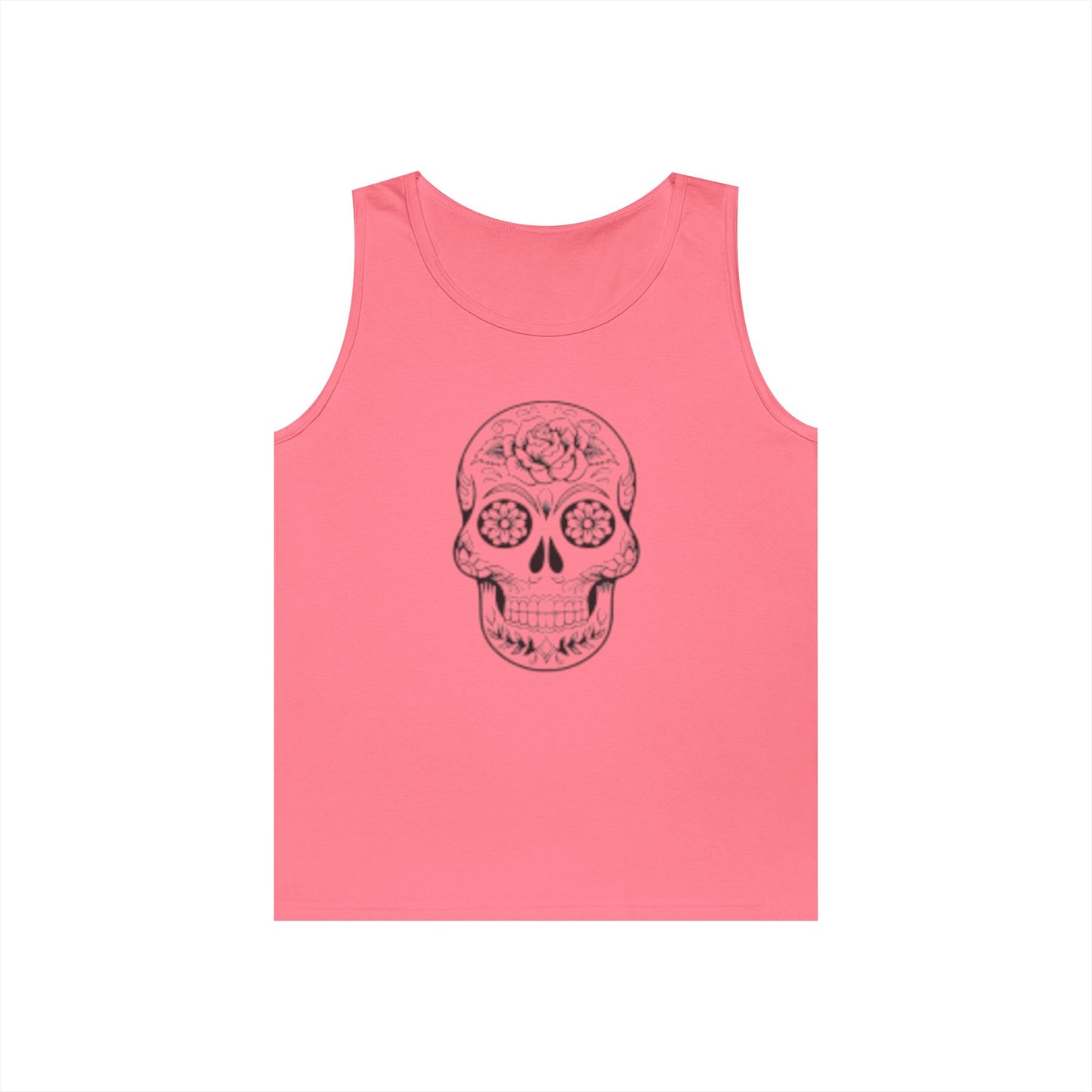Skull Design Unisex Heavy Cotton Tank Top - Perfect for Festivals & Everyday Wear