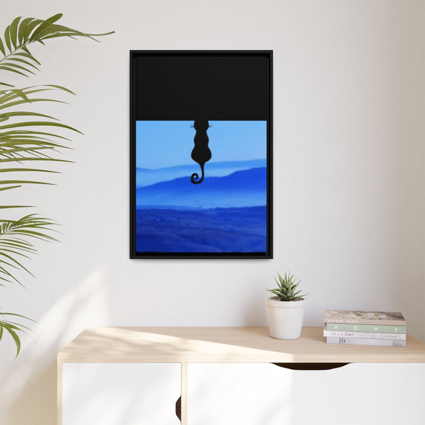 Framed Cat Silhouette Art Print, Wall Decor, Cat Lover Gift, Home Office Art, Pet Memorial