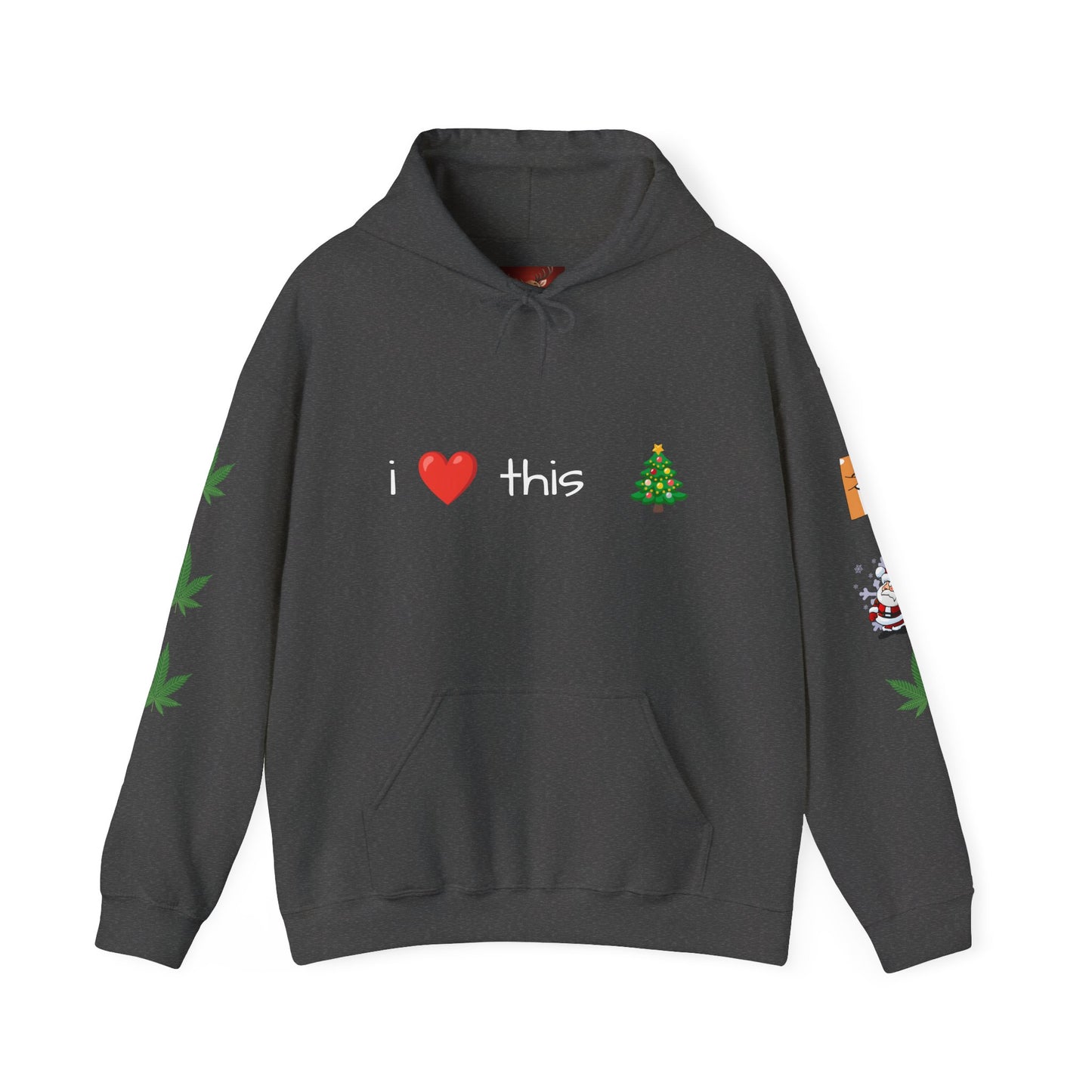 Sudadera con capucha Papá Noel Reno Hoja de marihuana