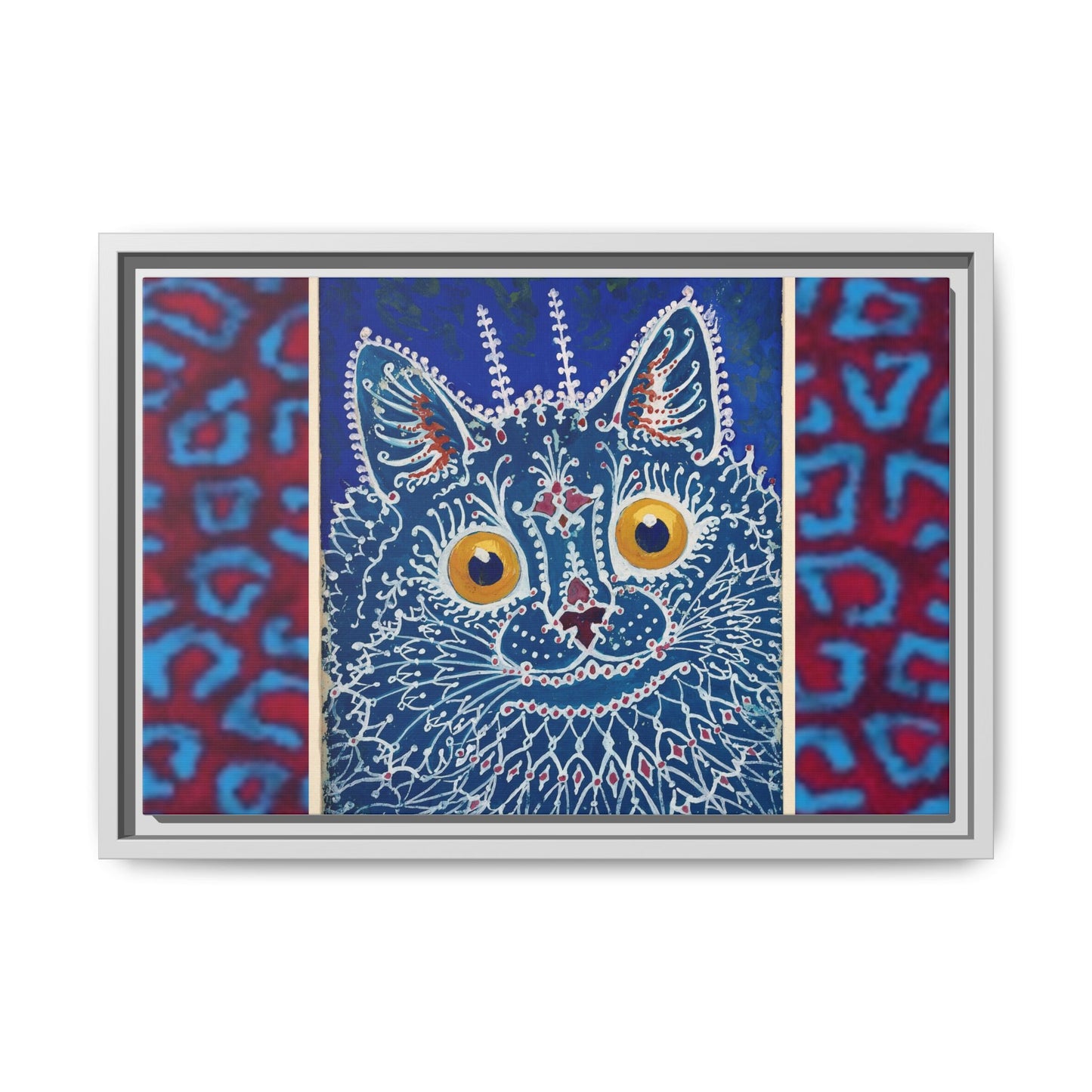 Colorful Cat Framed Matte Canvas Art - Whimsical Home Decor