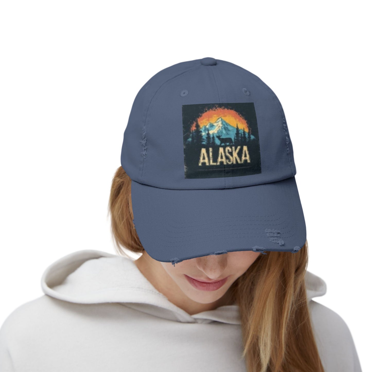 Gorra unisex desgastada - Gorra con gráfico vintage de montaña de Alaska 