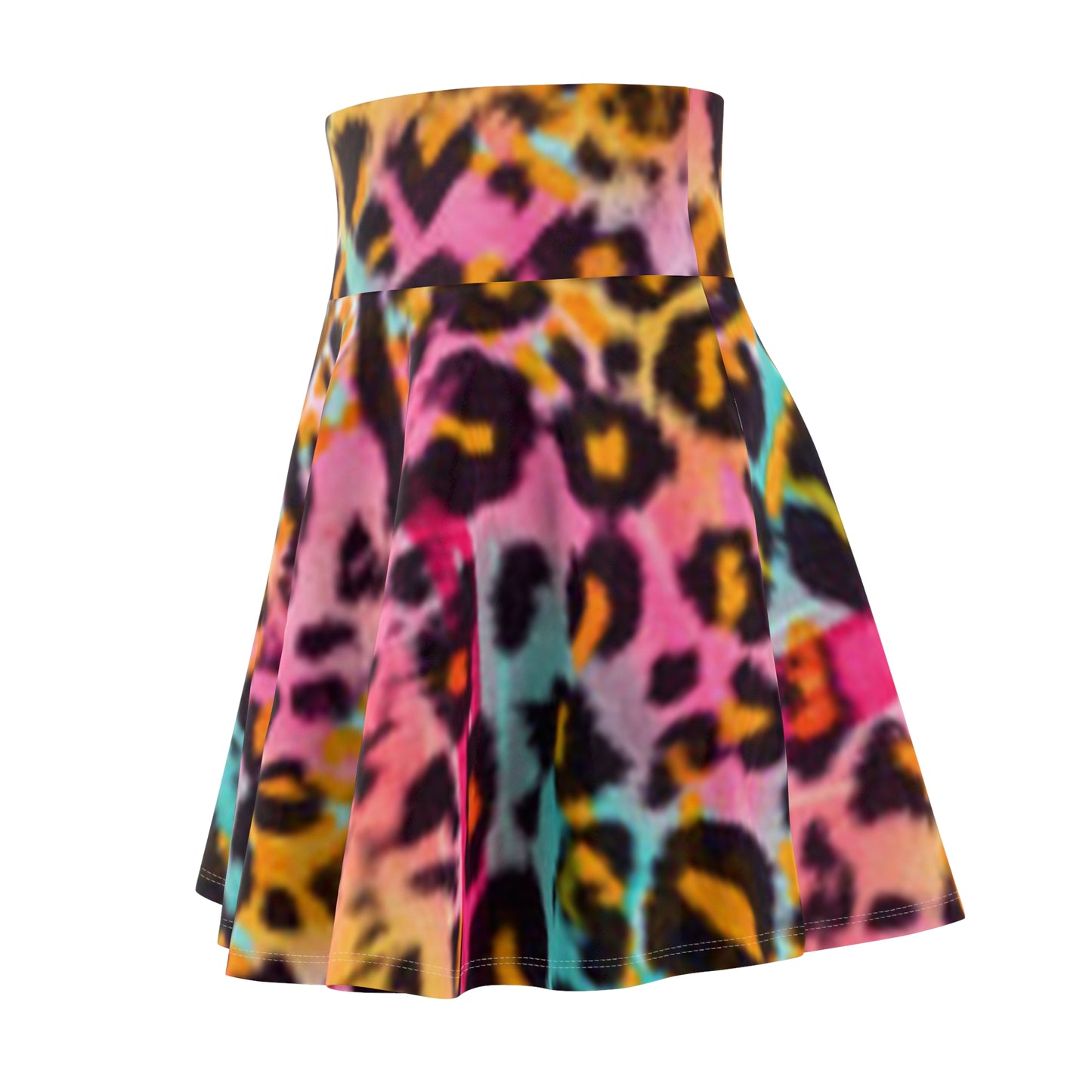 Vibrant Women's Skater Skirt - Colorful Leopard Print for Summer Fun