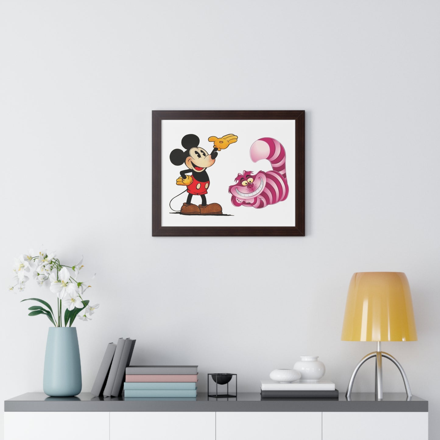 Framed Horizontal Poster Mickey Mouse & Cheshire Cat