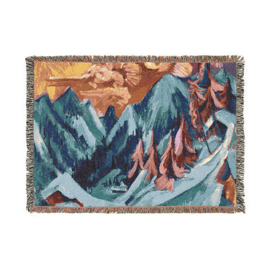 Manta tejida de 52" x 37" con motivos de montaña, un gran regalo