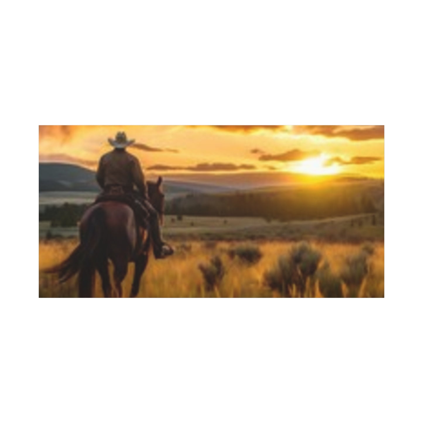 Framed Wall Art - Cowboy Sunset Canvas Print {Wild Wild West}
