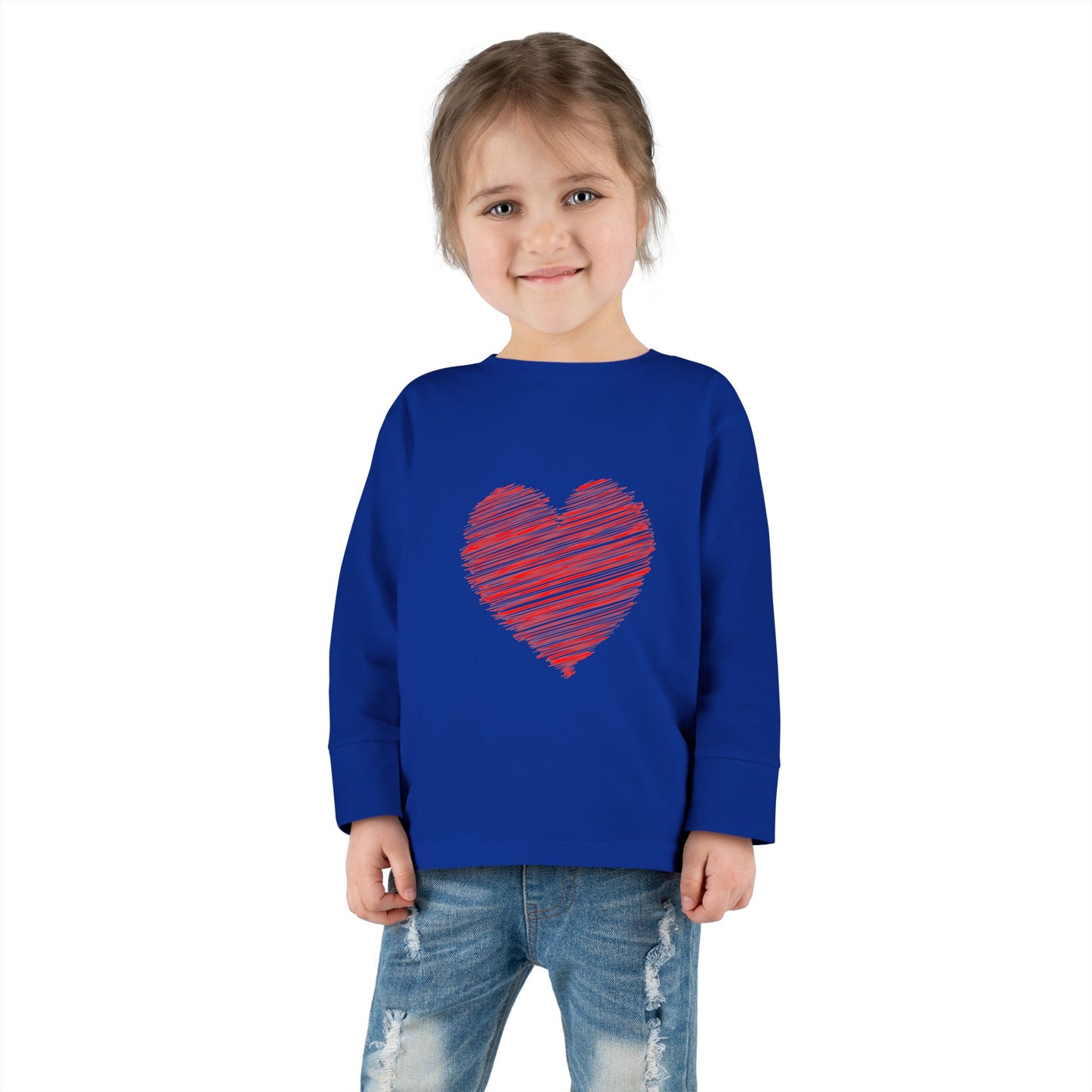 Heart & Pup Toddler Long Sleeve T-shirt | Cute Kids Shirt, Dog Lover Gift, Valentine's Day, Heart Shirt, Playful Toddler Apparel