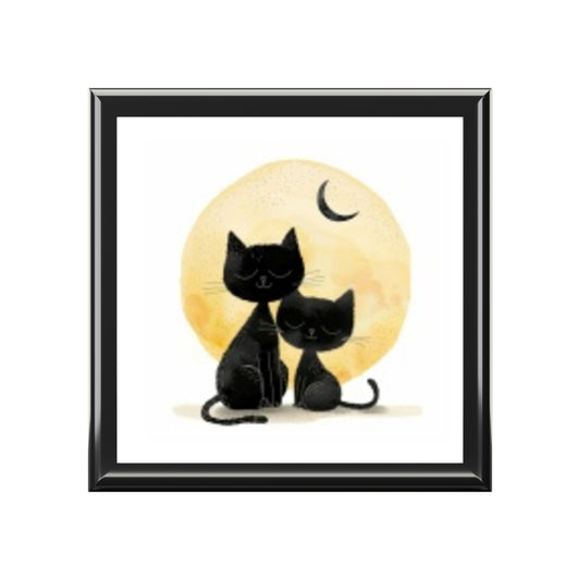 Charming Cat-Themed Jewelry Box, Elegant Storage for Cat Lovers, Gift for Birthdays, Valentine's Day, Home Decor, Black Cat Art