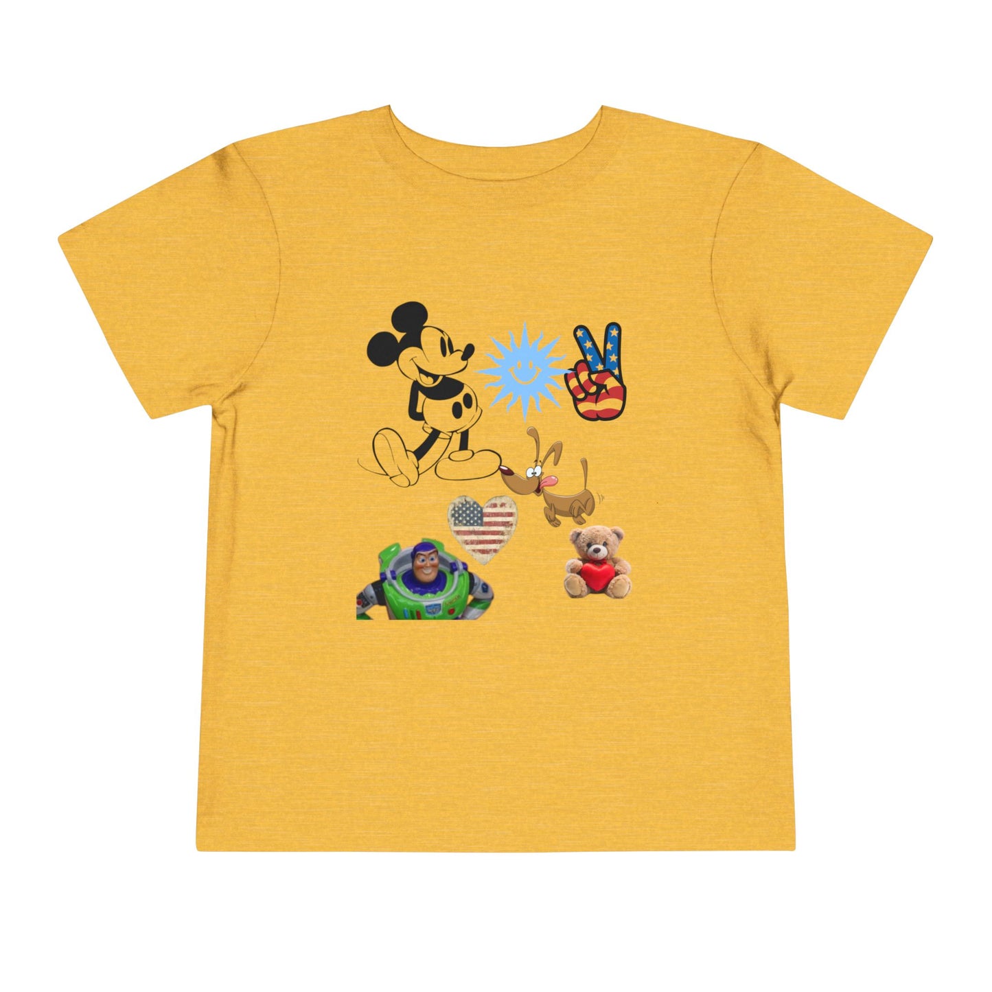 Mickey Mouse Buzz Lightyear Heart Teddy Bear Toddler Short Sleeve T-shirt