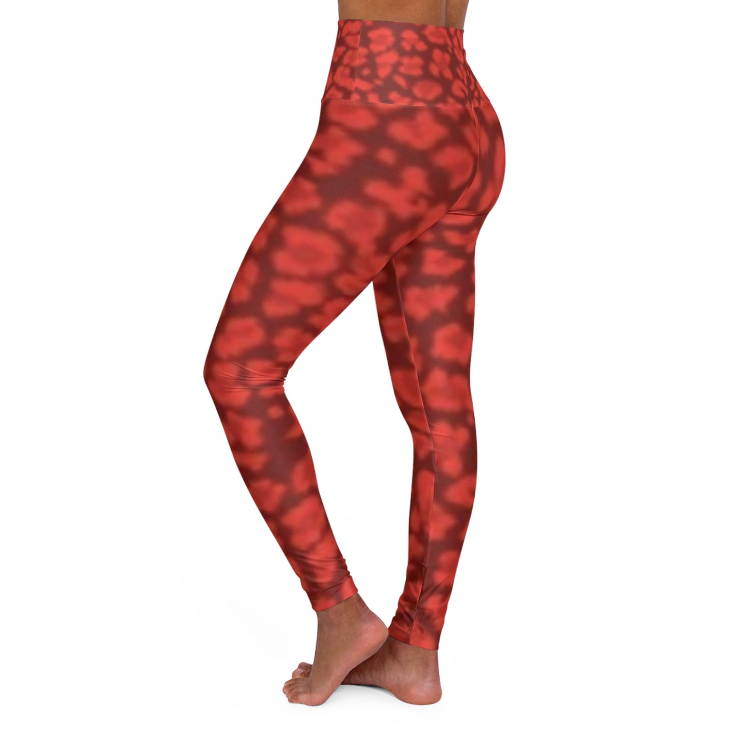 Leggings de yoga taille haute pour le fitness – Motif rouge tendance pour un style de vie actif 