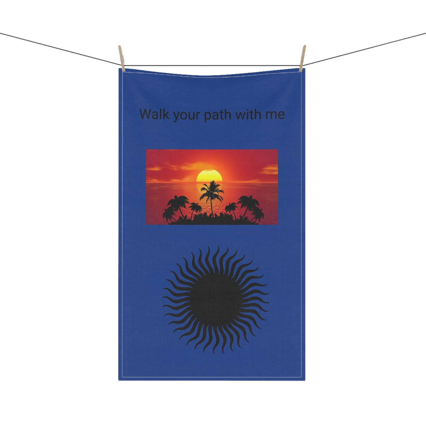 Kitchen Towel 18" x 30" Size Sunset Black Sun