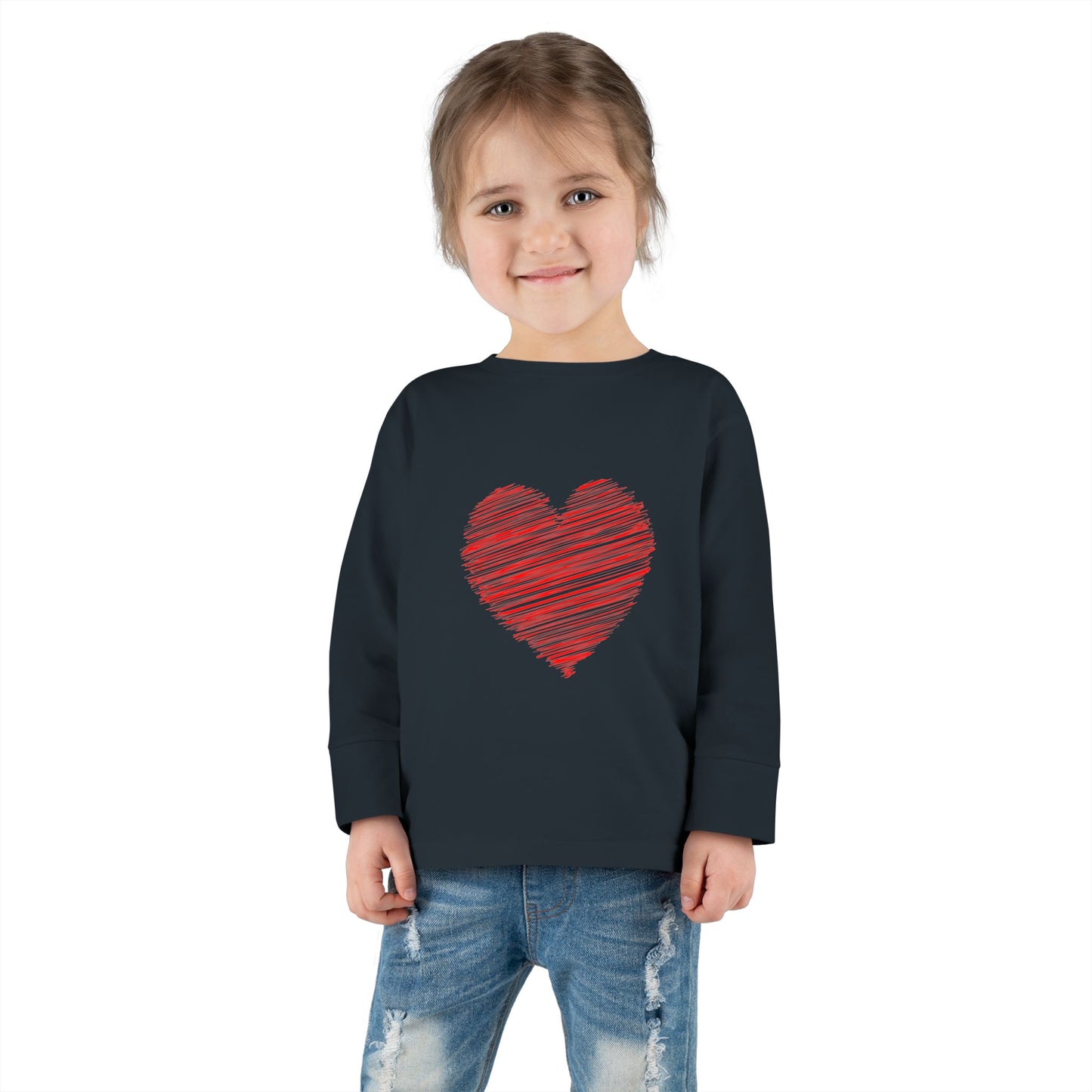 Heart & Pup Toddler Long Sleeve T-shirt | Cute Kids Shirt, Dog Lover Gift, Valentine's Day, Heart Shirt, Playful Toddler Apparel