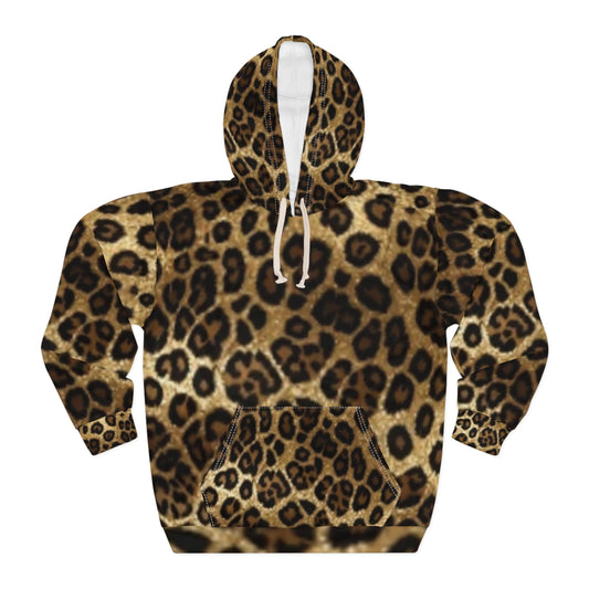Stylish Leopard Print Unisex Pullover Hoodie - Cozy Fashion for Everyday Wear