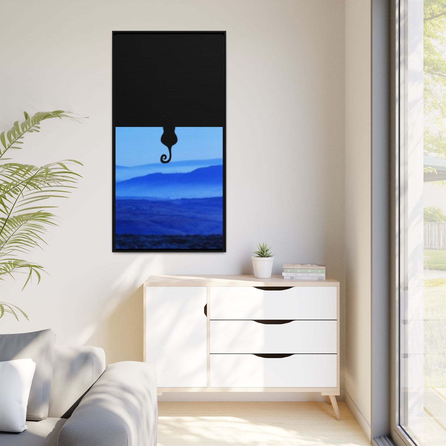 Framed Cat Silhouette Art Print, Wall Decor, Cat Lover Gift, Home Office Art, Pet Memorial