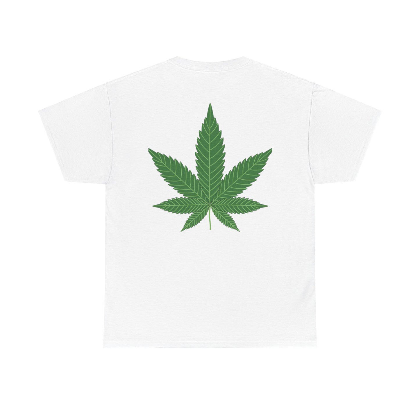 T-shirt unisexe en coton épais avec motif feuille de cannabis verte
