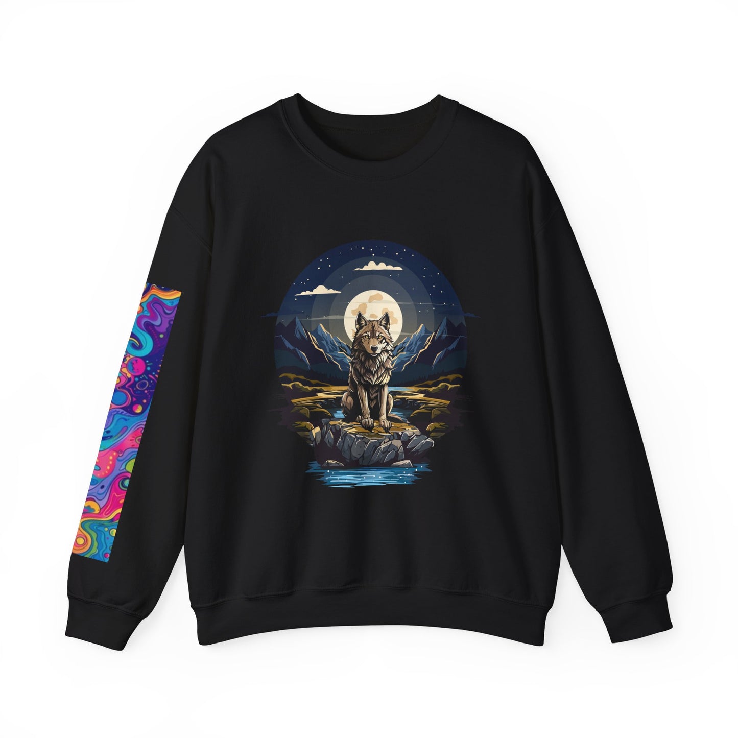 Sudadera unisex de cuello redondo con estampado animal artístico: diseños atrevidos para amantes de los perros y los lobos. 