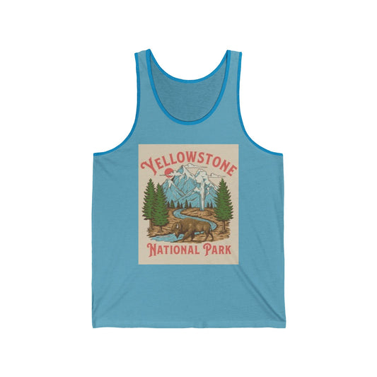 Yellowstone National Park Adventure Unisex Jersey Tank - Vintage and Customizable Design