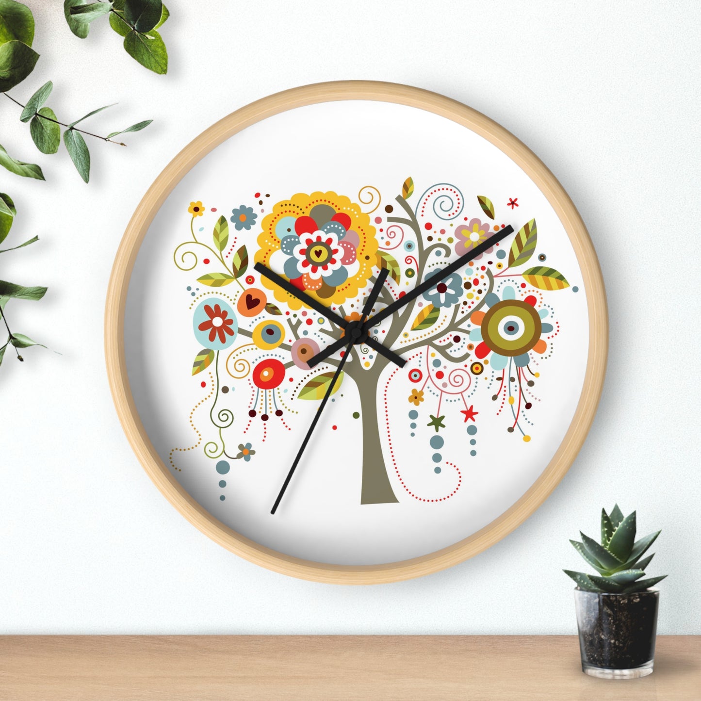 Wall Clock Whimsical Tree