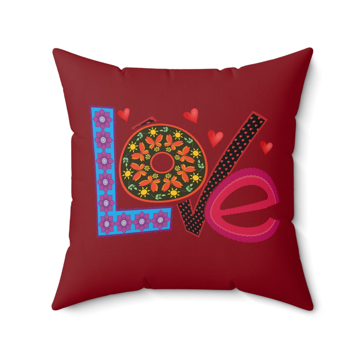 Colorful Love & Butterfly Faux Suede Pillow, Cozy Home Decor, Valentine's Gift, Bohemian Accent, Butterfly Lover's Cushion