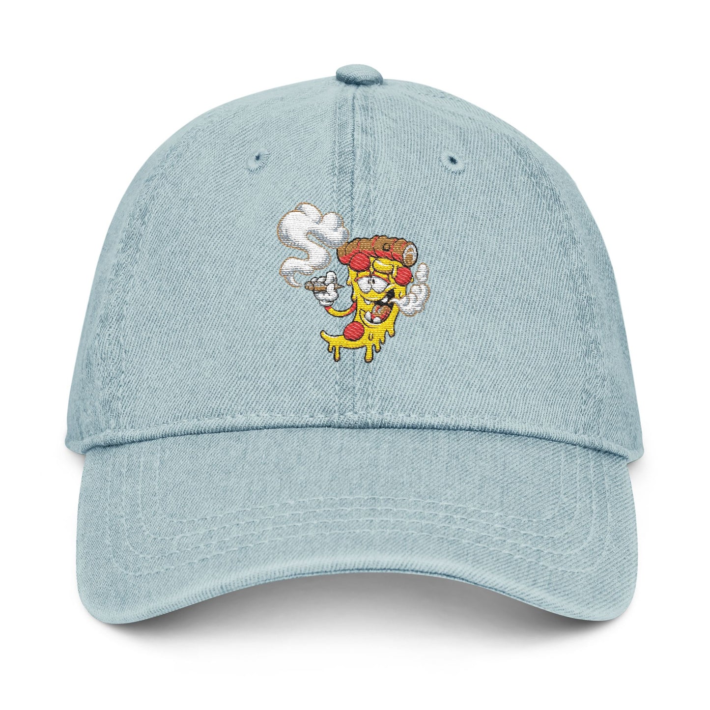Denim Hat Cartoon Pizza Marijuana Money Sign Colorful Design