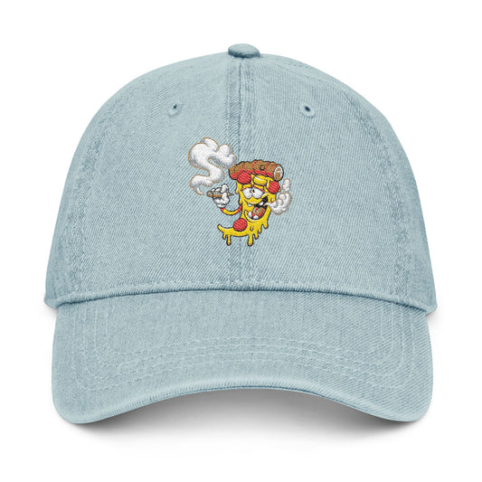 Denim Hat Cartoon Pizza Marijuana Money Sign Colorful Design