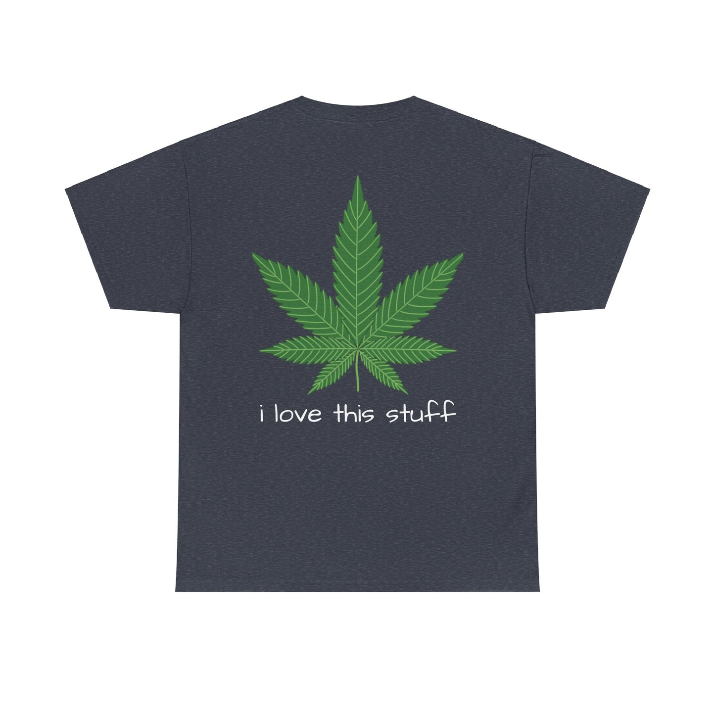 T-shirt unisexe en coton épais avec motif feuille de cannabis verte