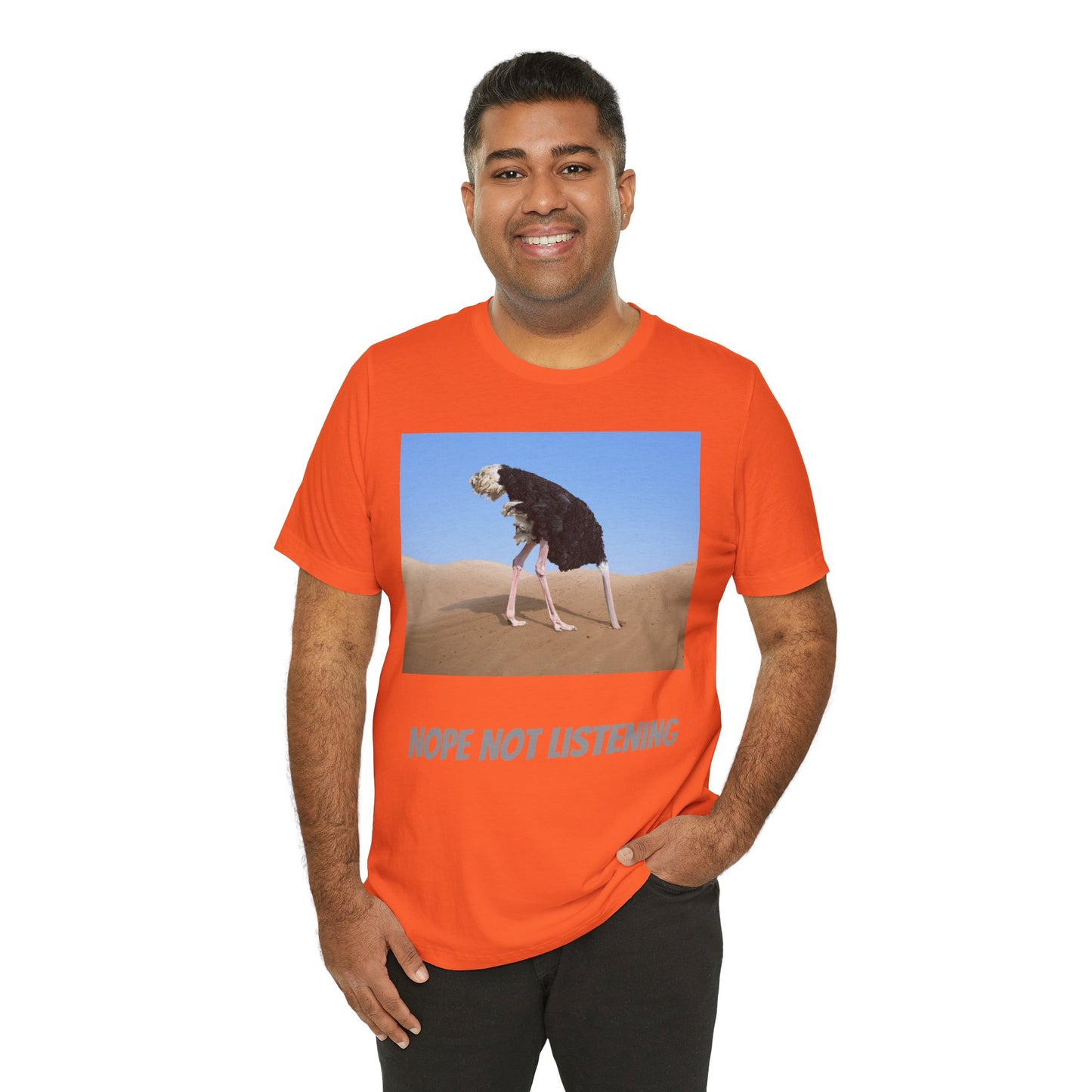 Camiseta avestruz no, no escucho