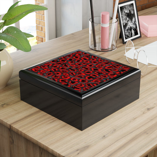 Chic Red Leopard Print Jewelry Box - Elegant Storage for Accessories