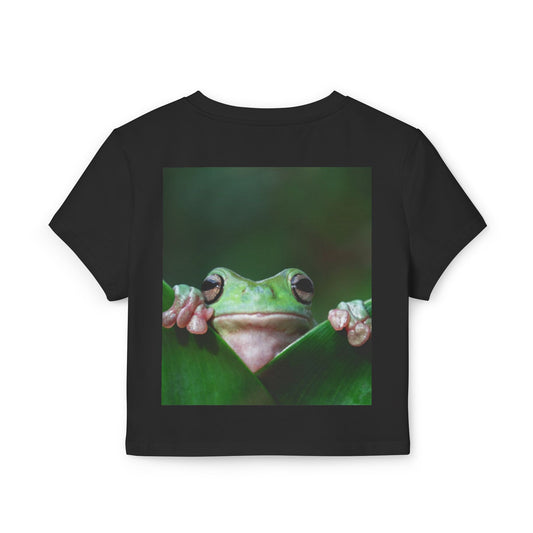 Women's Crop Top Green Frog Cute