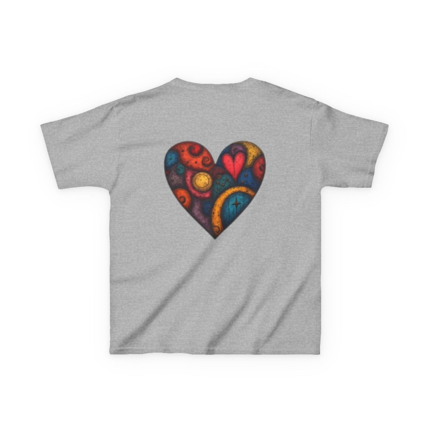 Children with Cats & Heart Kids Heavy Cotton T-shirt Looking Fabulous!