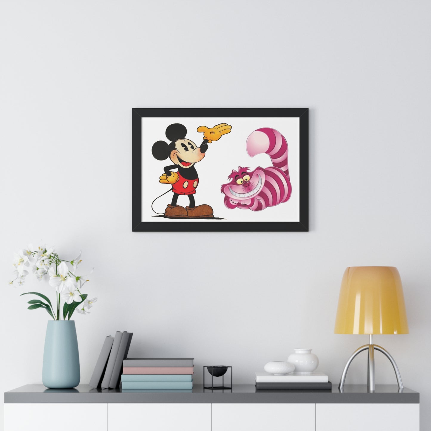 Framed Horizontal Poster Mickey Mouse & Cheshire Cat