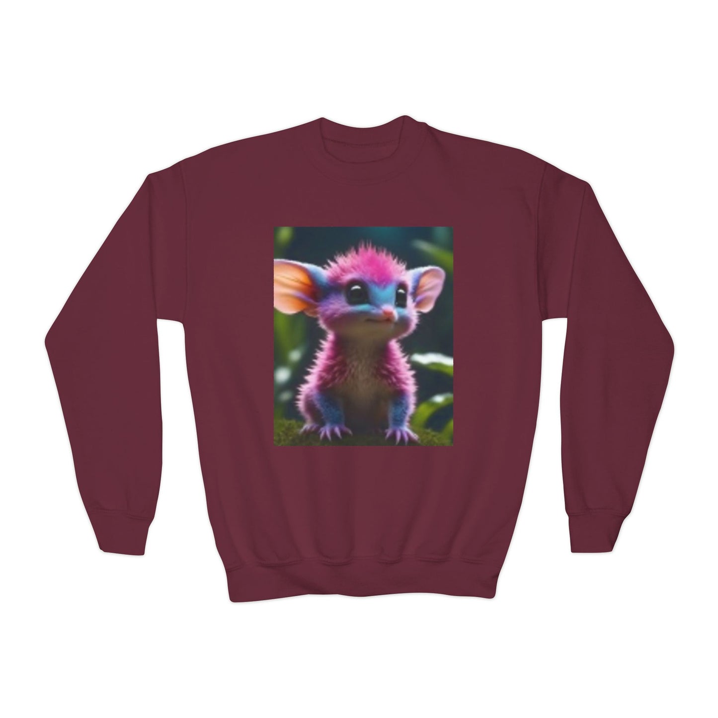 Sweat-shirt ras du cou pour jeunes avec adorable imprimé créature fantastique 