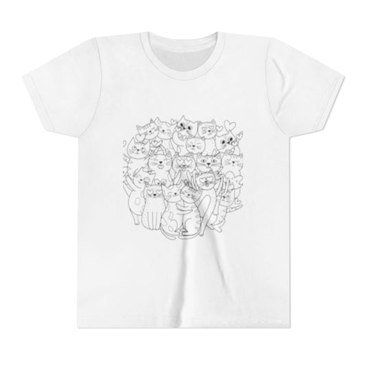 T-shirt à manches courtes pour jeunes avec illustration de chat mignon – Cadeau idéal pour les amoureux des animaux 