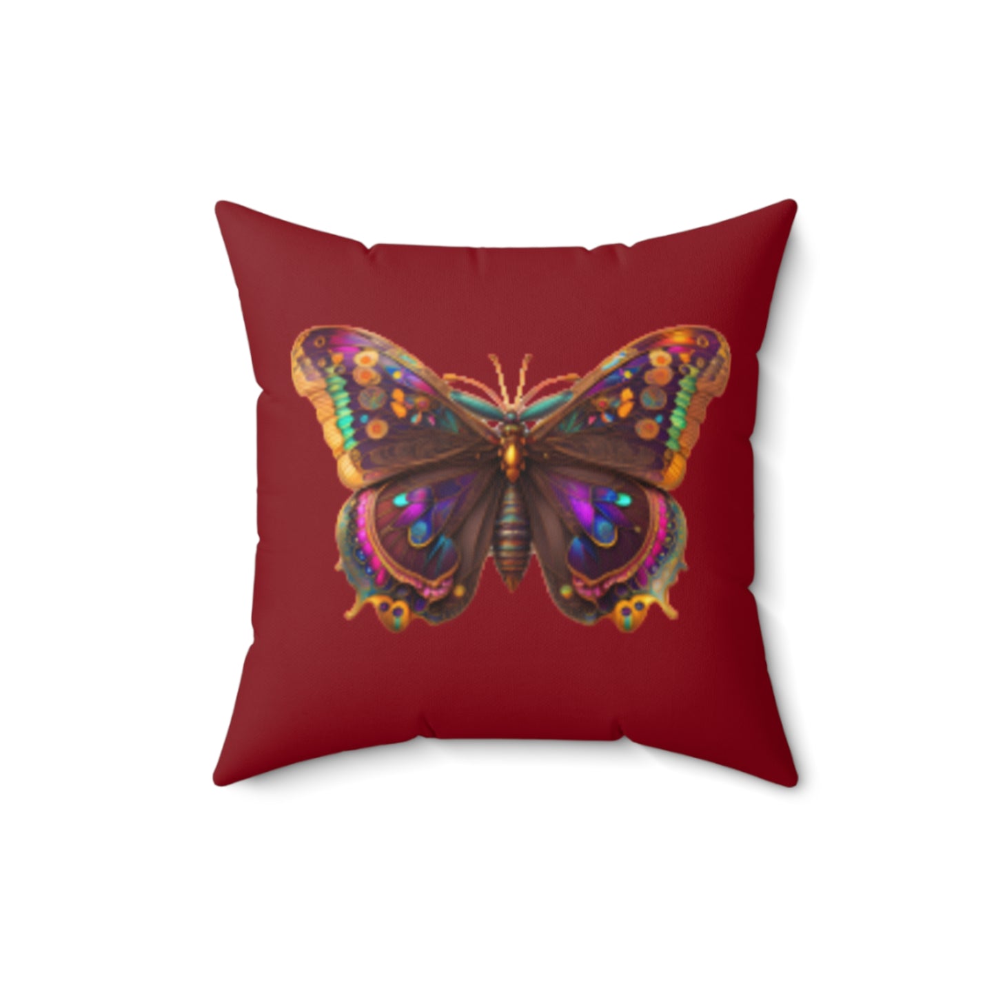 Colorful Love & Butterfly Faux Suede Pillow, Cozy Home Decor, Valentine's Gift, Bohemian Accent, Butterfly Lover's Cushion