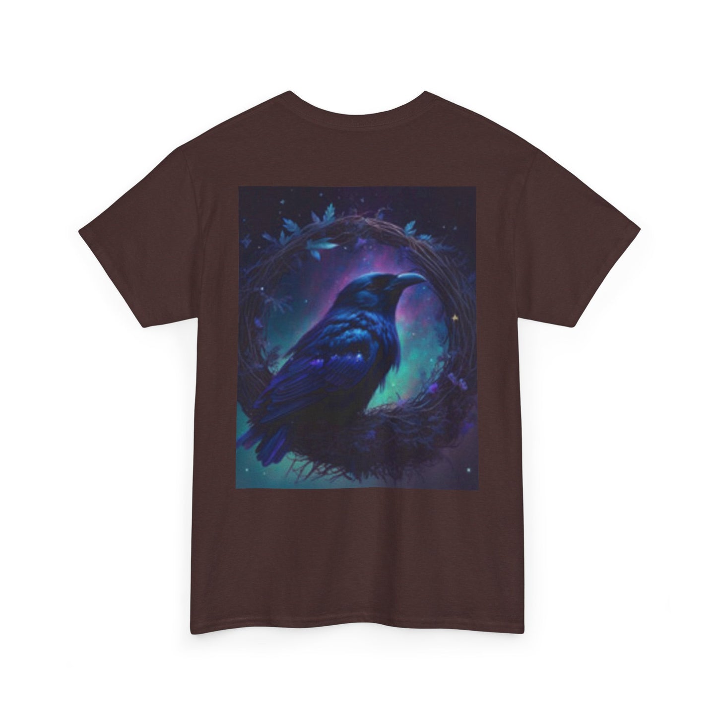 Camiseta unisex de algodón grueso con diseño de Luna Mística y Pájaro - Diseño Noche Encantada 